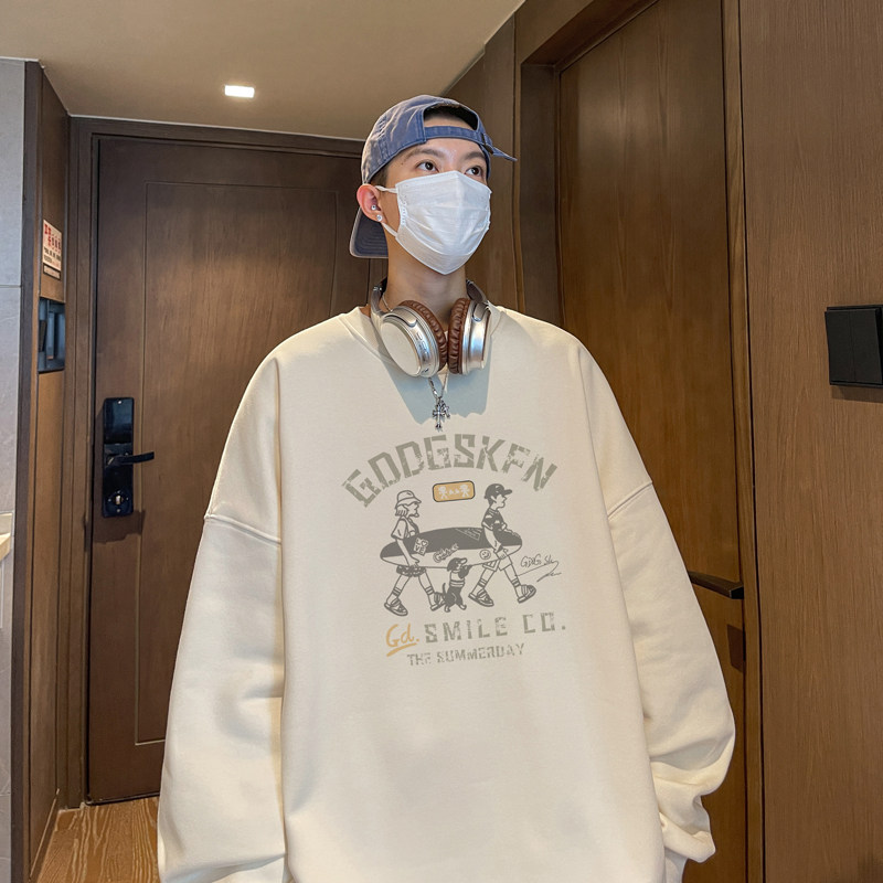 已注册/华棉秋季卫衣男加厚卫衣宽松潮流印花风打底衫WY1230/P50，男装卫衣，电商B316