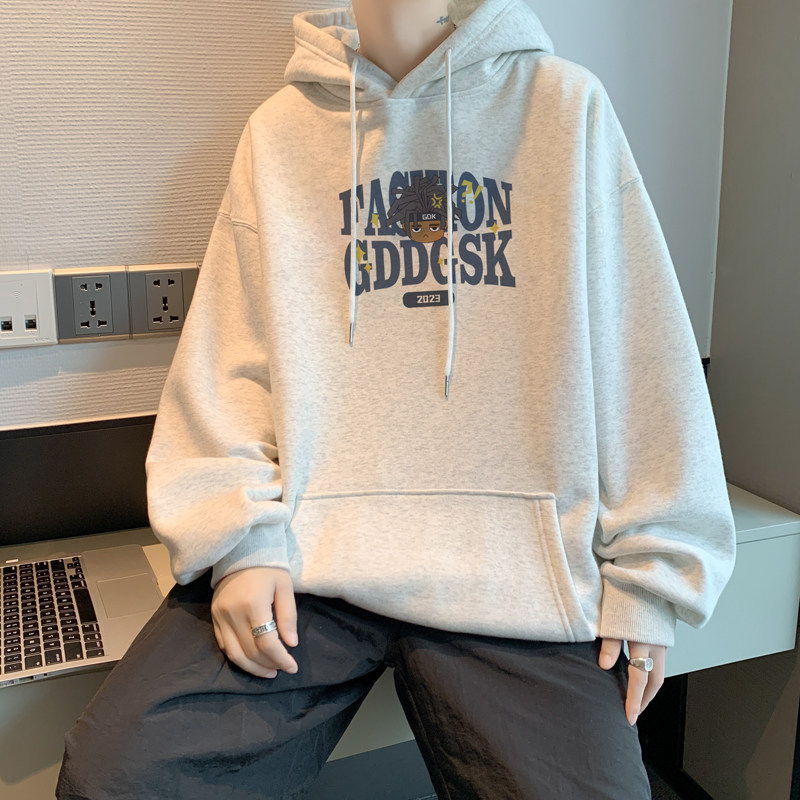 已注册/秋季上衣潮流加绒卫衣男宽松打底衫外套WY9152/P50加绒P55图片