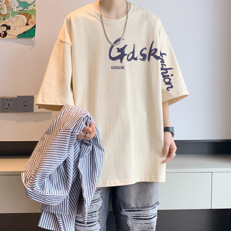 已注册/夏季印花潮牌短袖T恤男港风宽松体恤打底衫DT4233/P25,男装T恤,电商B316