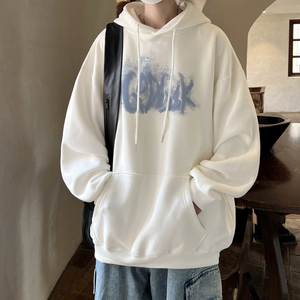 已注册/秋季外景印花男卫衣套头重磅潮流打底衫WY9143/P50加绒P55,浅绿色卫衣穿搭图片图片