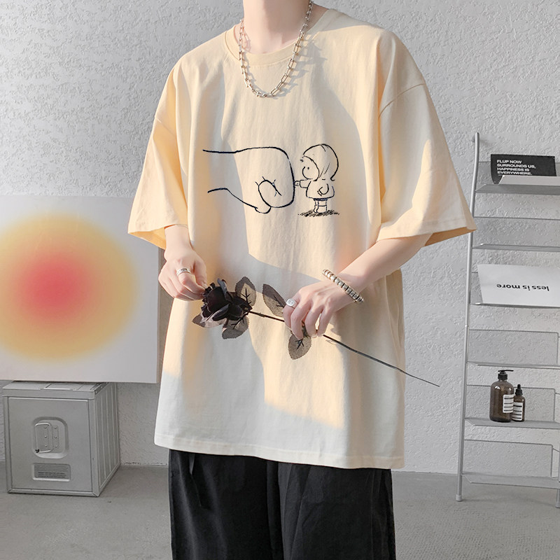 已注册/夏季白色拳头印花短袖T恤港风男体恤打底衫DT0238/P25,男装T恤,电商B316