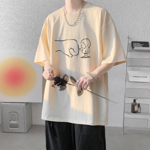 已注册/夏季白色拳头印花短袖T恤港风男体恤打底衫DT0238/P25