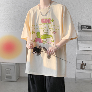 已注册/重磅新夏季荧光绿色兔子印花短袖T恤男体恤DT0003/P25图片