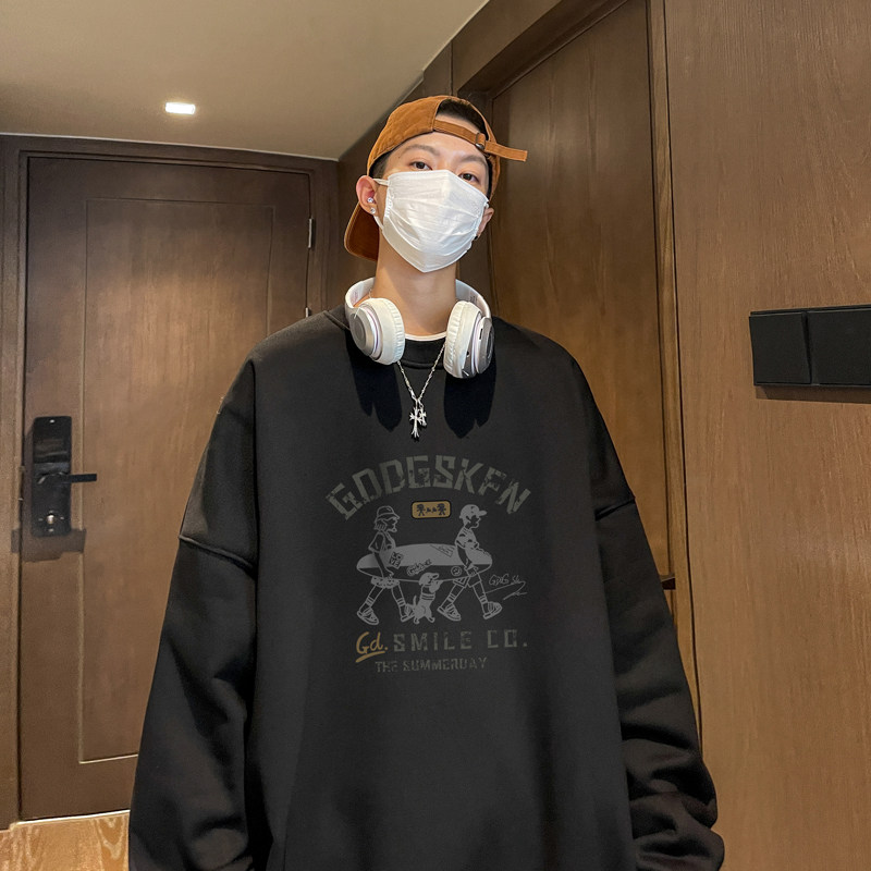 已注册/华棉秋季卫衣男加厚卫衣宽松潮流印花风打底衫WY1230/P50,男装卫衣,电商B316