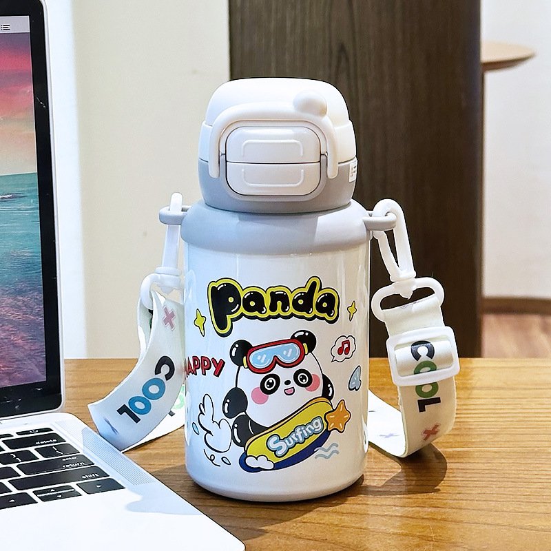 进口2025新款高颜值儿童小学生幼儿园男女孩上学专用双饮保温杯带