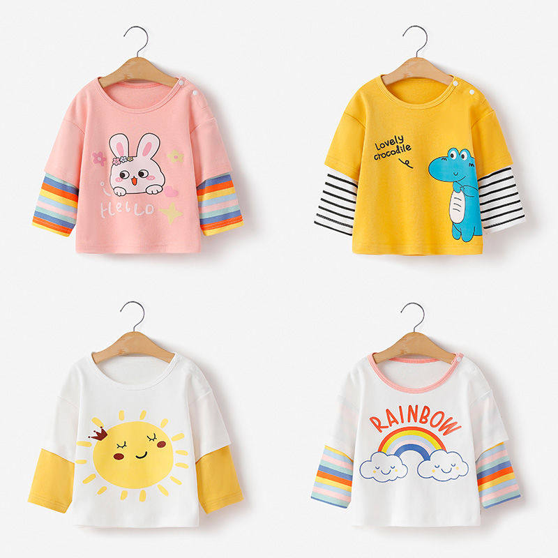 宝宝长袖t恤春季纯棉男童上衣婴儿打底衫春秋女童小童装儿童衣服