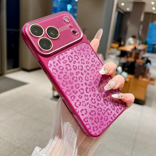 闪粉晕染豹纹适用苹果18ProMax手机壳新款iPhone17Pro外壳高级感16PM秒变大视窗15带镜头膜14全包防摔女款潮