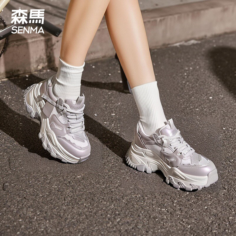 森马厚底老爹鞋女2026新款爆款夏季薄款透气网面小个子增高休闲鞋