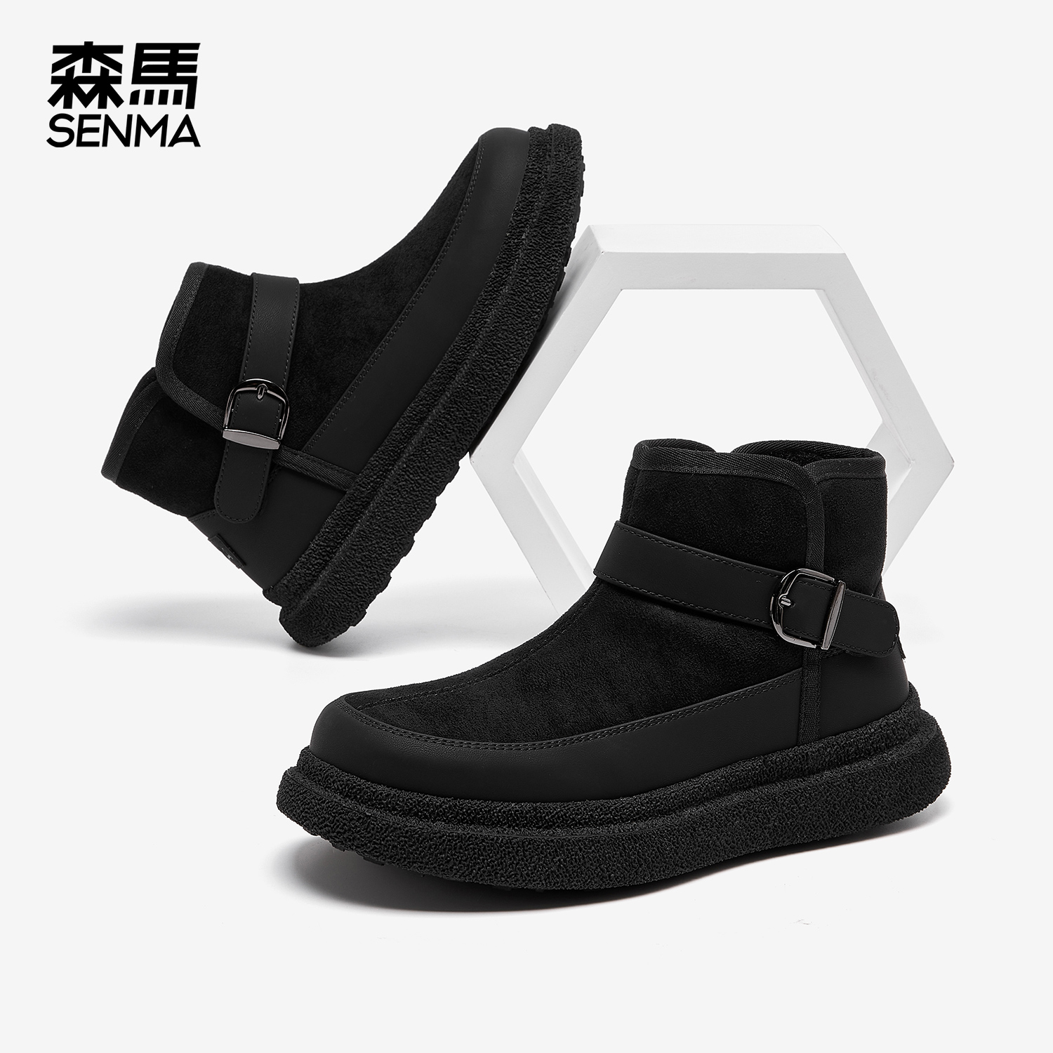 森马加绒加厚棉鞋保暖舒适雪地靴