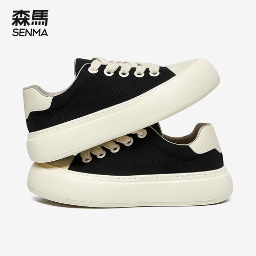 森马男鞋厚底透气帆布板鞋