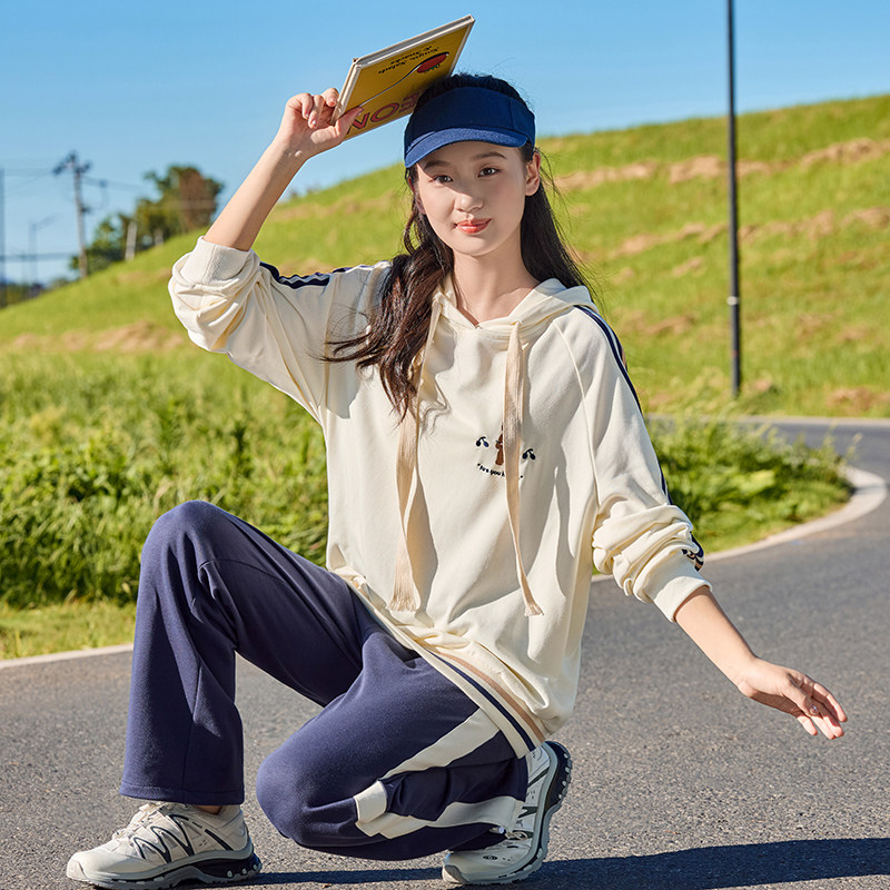 中学生少女休闲运动服套装秋冬装15大童女孩时尚长裤卫衣两件套服
