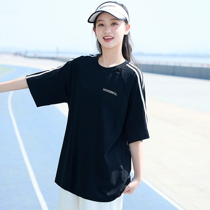 短袖t恤初中生少女大童圆领夏装