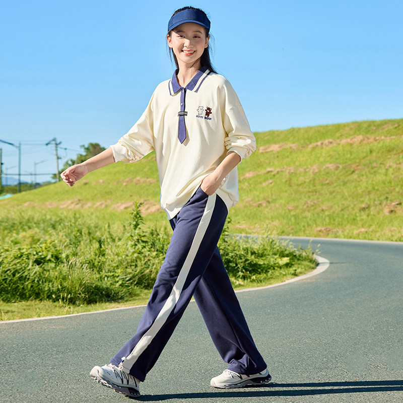 2025春季绣花卫衣polo领休闲风