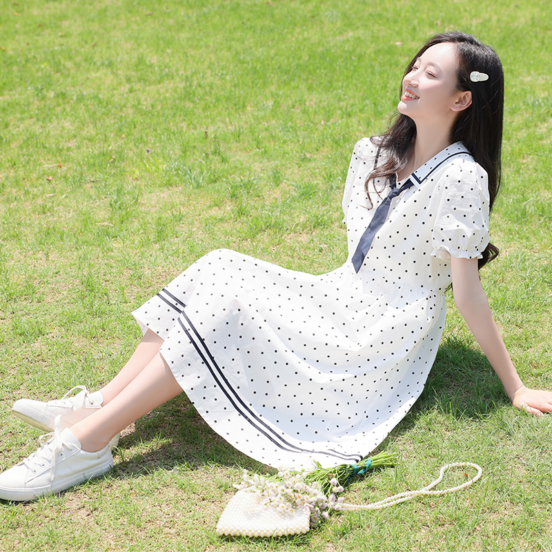 初中学生连衣裙日系学院风夏装大童高中女生夏季白色少女公主裙潮