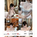 新款 吊带连衣裙女2025冬季 纯欲拼接包臀裙生日裙子 法式 项天鹅er