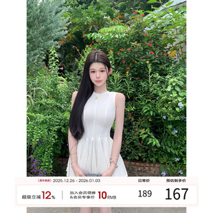 纯欲风掐腰a字裙背心裙裙子 连衣裙女2025夏季 项天鹅er 蕾丝无袖