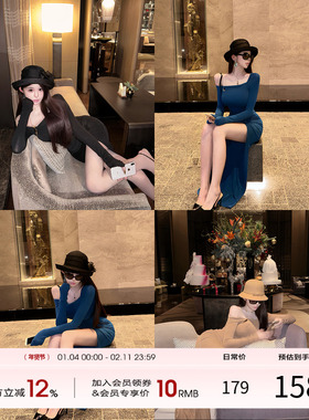 天鹅er 【古早思绪】显瘦气质时尚性感连衣裙E25Q10449