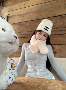 项天鹅er 短款羽绒服女2025冬季新款针织拼接收腰上衣轻薄外套