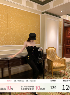 天鹅er 【曼哈顿街区】显瘦时尚黑色修身套装E25Y10400+E25K10401