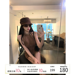 项天鹅er 御姐挂脖连衣裙女2026早春新款性感包臀裙辣妹收腰裙子