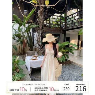 天鹅er 【春日暮野】气质夏季小众收腰连衣裙E25Q10556