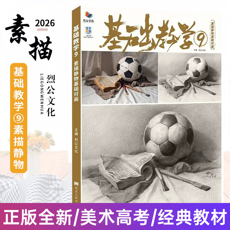 基础教学9素描静物基础对画 2026烈公文化陈树仲钟伟安素描基础单体组合石膏几何体静物临摹范本画册美术绘画书