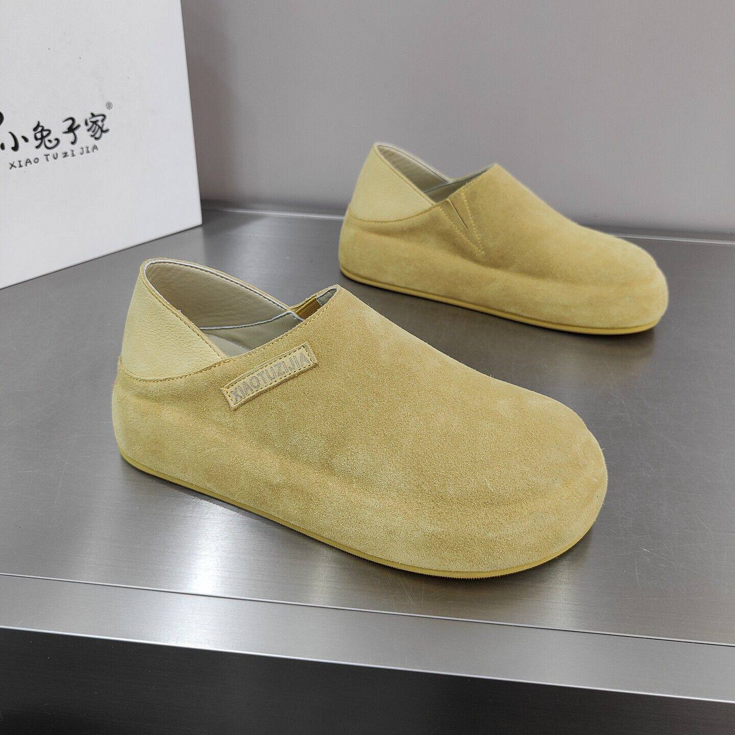 糖果色磨砂皮两穿勃肯鞋女2026春季新款百搭舒适显脚小休闲鞋女鞋