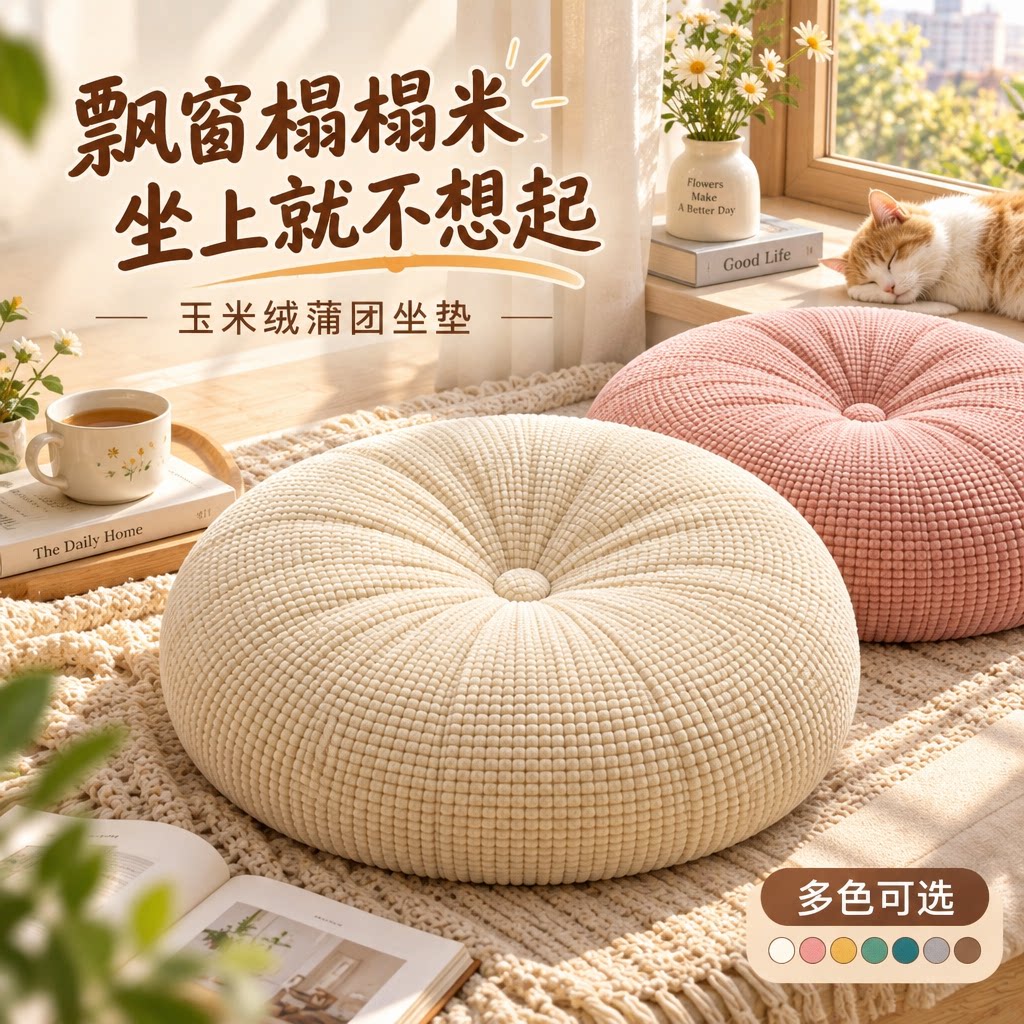 蒲团坐垫地板客厅地毯坐墩懒人榻榻米坐垫飘窗玉米绒坐垫茶几墩子