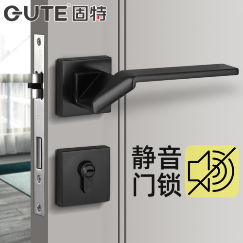 固特卫生间通用型黑色分体房门锁