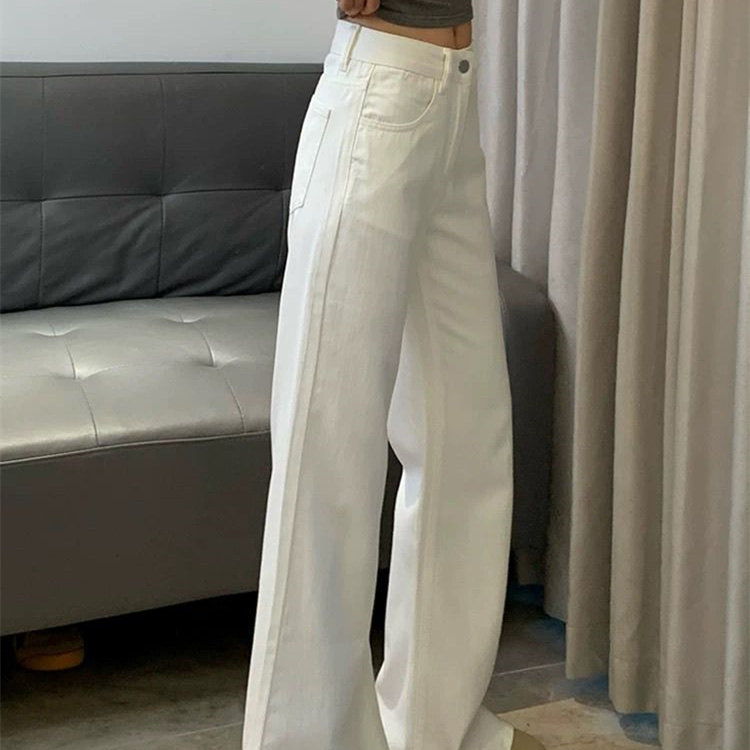 辣妹纯色高腰牛仔微喇裤女秋冬性感垂感显瘦马蹄长裤子ins