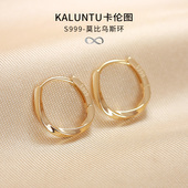 999纯银耳环女18K金耳圈莫比乌斯耳扣圈圈耳饰气质耳钉2026新款 爆