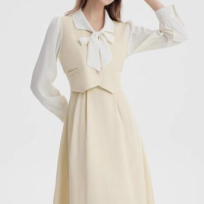 新品显瘦正式场合连衣裙女装假两件面试穿搭上班族行政裙子02609