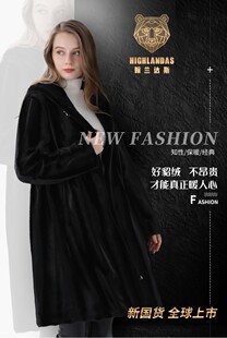 品牌环保貂绒大衣高端女士水貂皮女妈妈礼物仿皮草中长款皮毛一体