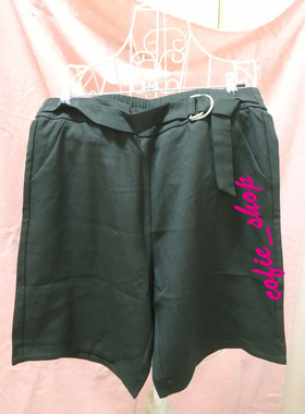 新款西装料薄款黑色带扣休闲短裤