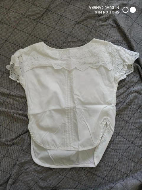 CANDY亲子装亲子上衣白色前短后长梅花短袖T恤（包邮）0050