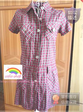 cofie_shop新款上市vivi英格伦红色格子连衣裙[0700]