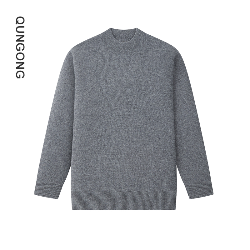 群工圆领套头纯羊绒衫男士加厚