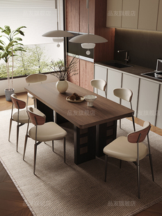 覆古风格 小公寓高端意 板岩餐桌和椅子组合实木矩形家庭中世纪风格