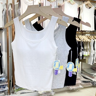 欧莉璨夏季白色工字吊带背心女士内搭遮副乳带胸垫外穿打底背心