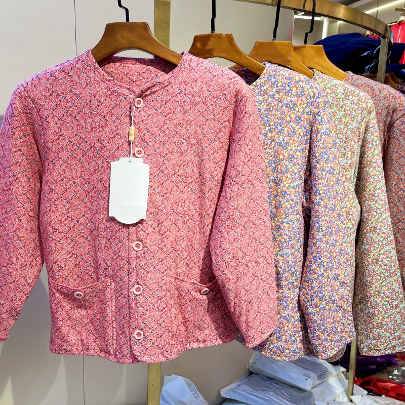 融绒暖意秋冬中老年妈妈蚕丝驼绒花棉袄保暖加厚超柔软舒适棉310