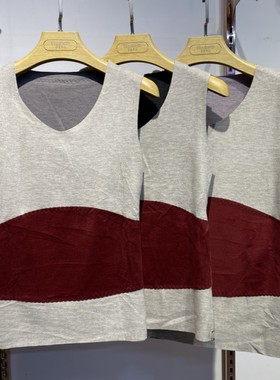 伊丽莎白秋冬84014羊绒蚕丝保暖马甲藏红花女士贴片背心护肩坎肩