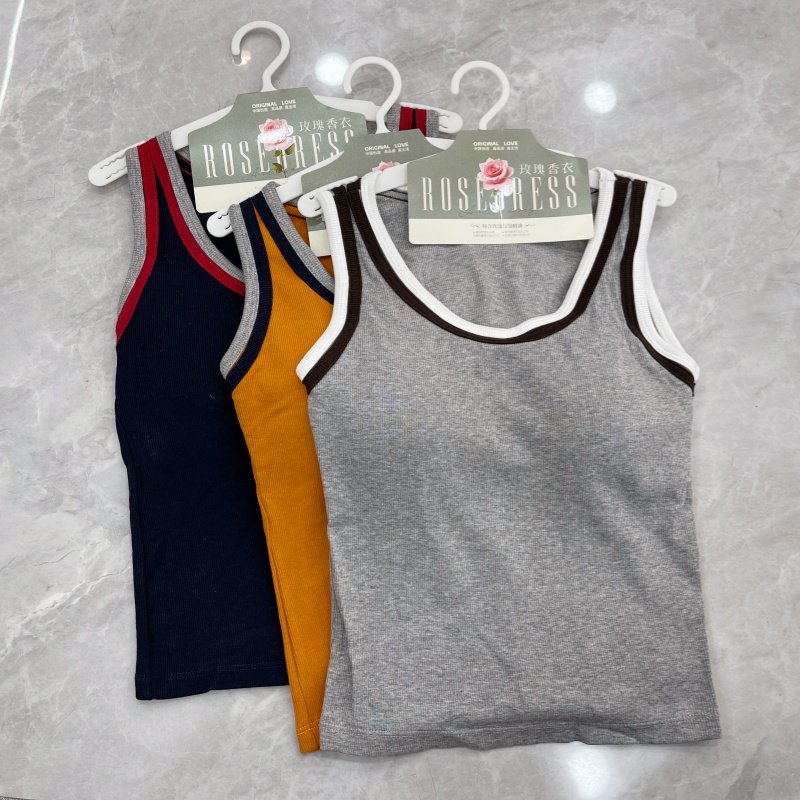 新款时尚休闲女士打底背心螺纹撞色背心女修身显瘦吊带内搭上衣,女装/女士精品,背心吊带,淘宝优惠券,粉丝福利购,淘宝优惠卷