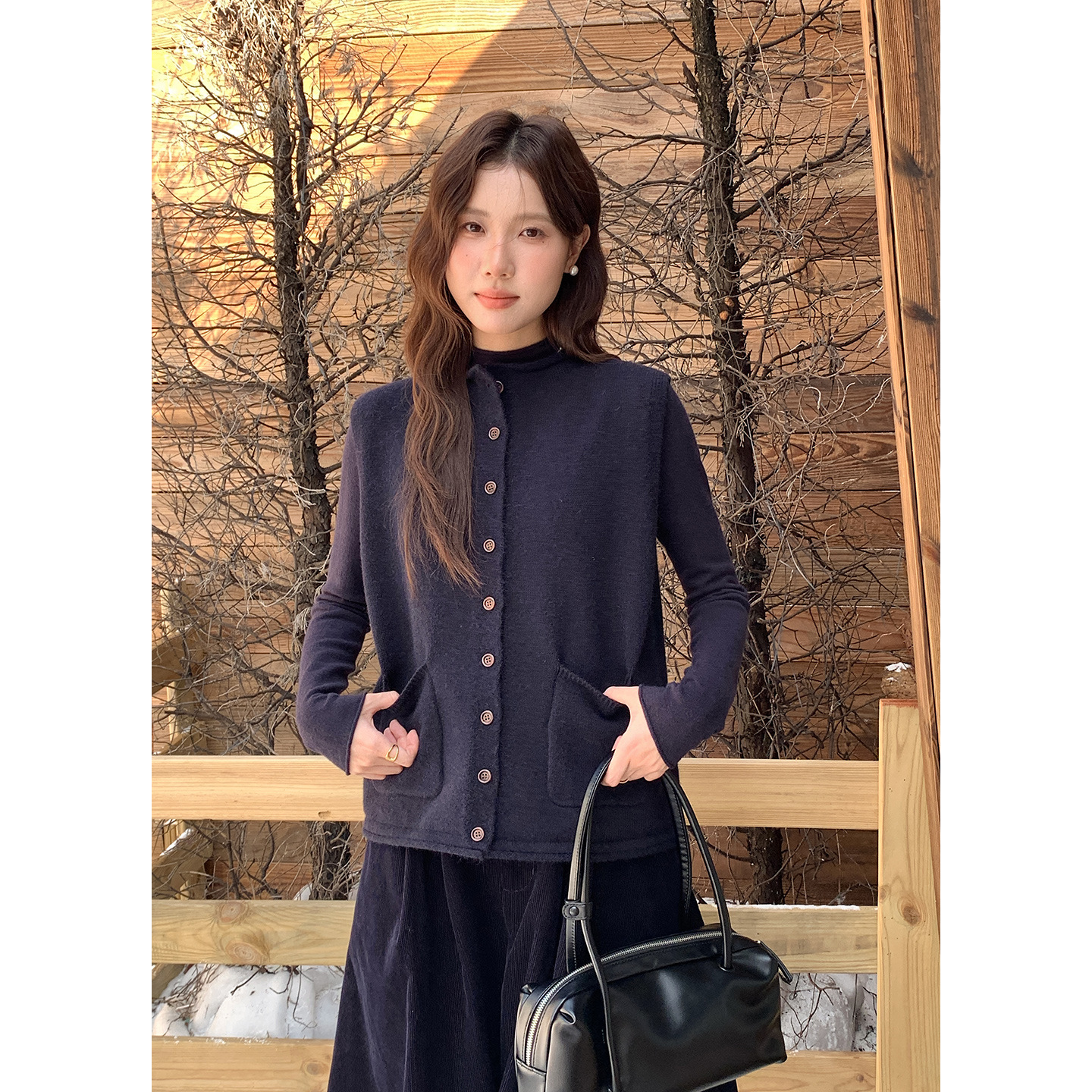 开衫XXGN惬意穿搭韩系毛针织衫