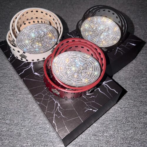 ROLLINGMONEY进口满钻定制合金快拆野牛皮植鞣真皮带亚街头文化风