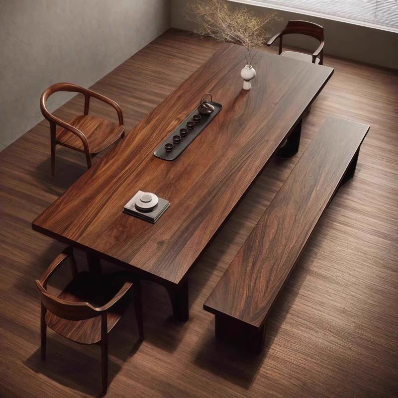 南美胡桃木原木办公室实木茶桌组合家用简约阳台家用茶台泡茶桌椅