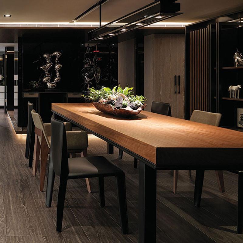 美式餐桌会议桌纯实木餐桌椅组合饭店现代简约咖啡桌长方形家用