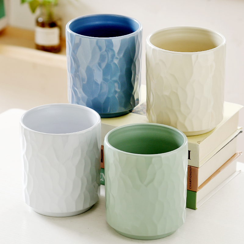 新款花盆陶瓷带托盘家用欧式奶油风直筒大口径花卉兰花多肉花盆