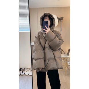 羽绒服女2025年冬季新款韩版宽松加厚保暖90白鸭绒连帽小个子外套