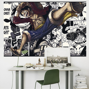 超大尺寸海贼王动漫海报纸  路飞艾斯索隆墙贴画自粘卧室男生宿舍