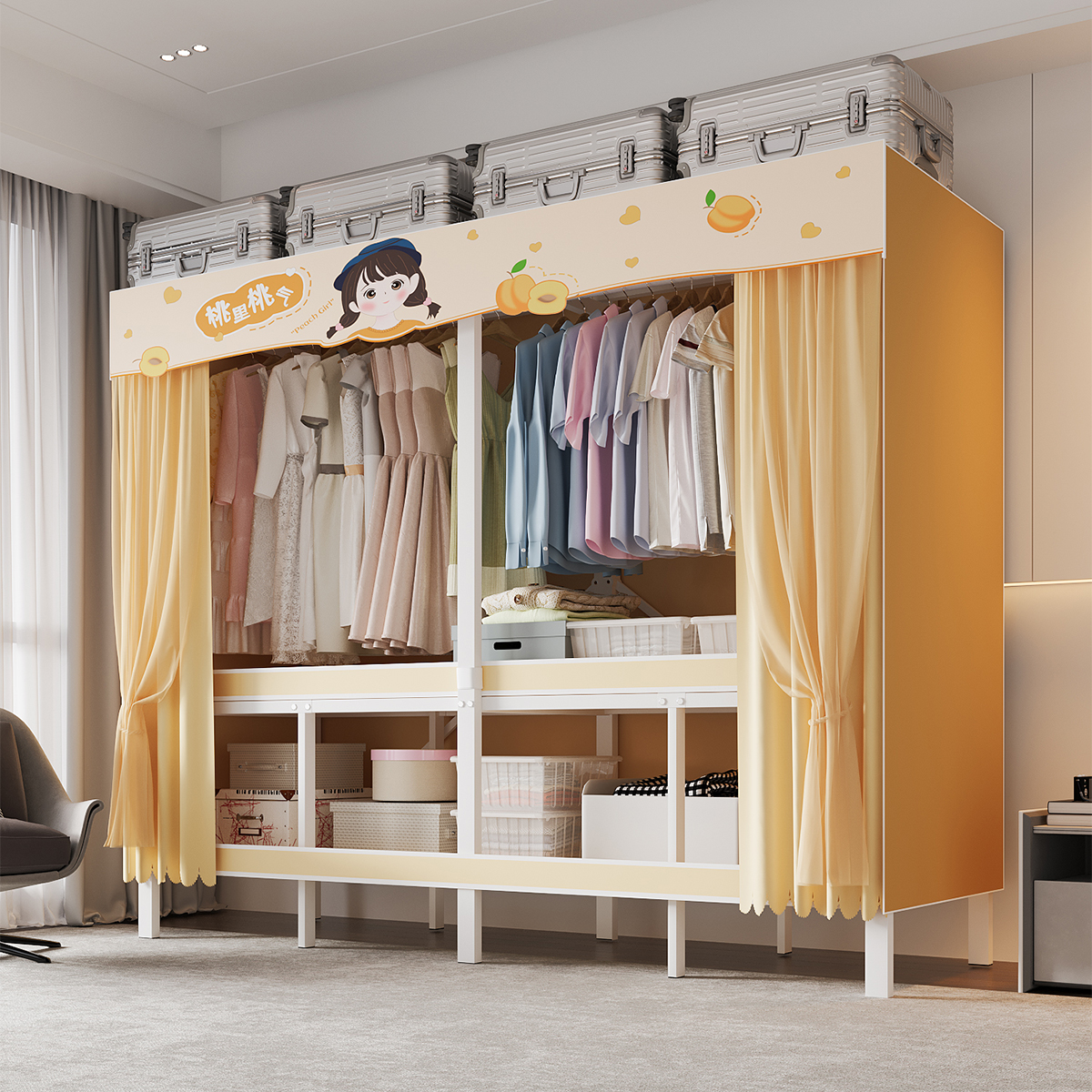 美凯惠简易免安装可折叠加粗衣柜